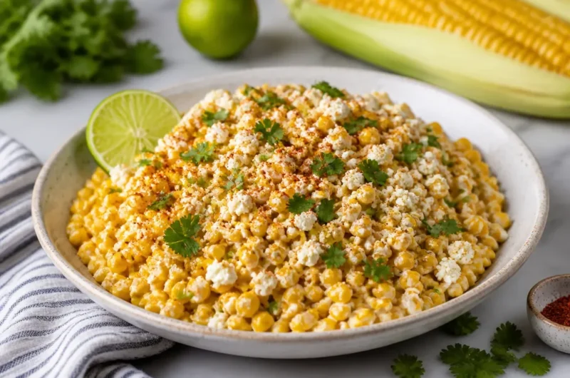 Delicious Mexican Street Corn (Elote) topped with cheese and spices